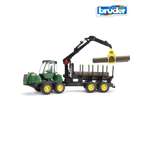 Трактор Bruder John Deere И прицеп, манипулятор, брёвна