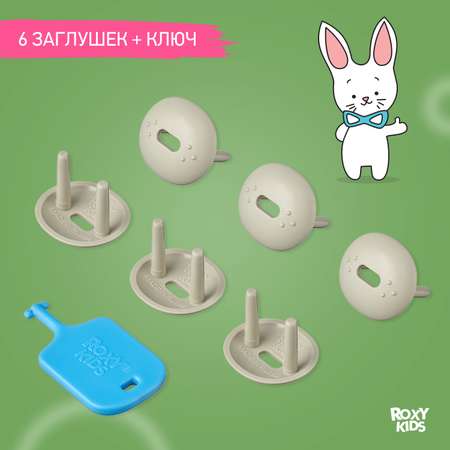 Набор заглушек для розеток ROXY-KIDS цвет графит 6 шт