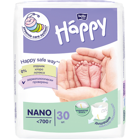 Подгузники Bella baby Happy для недоношенных 0 30 шт.