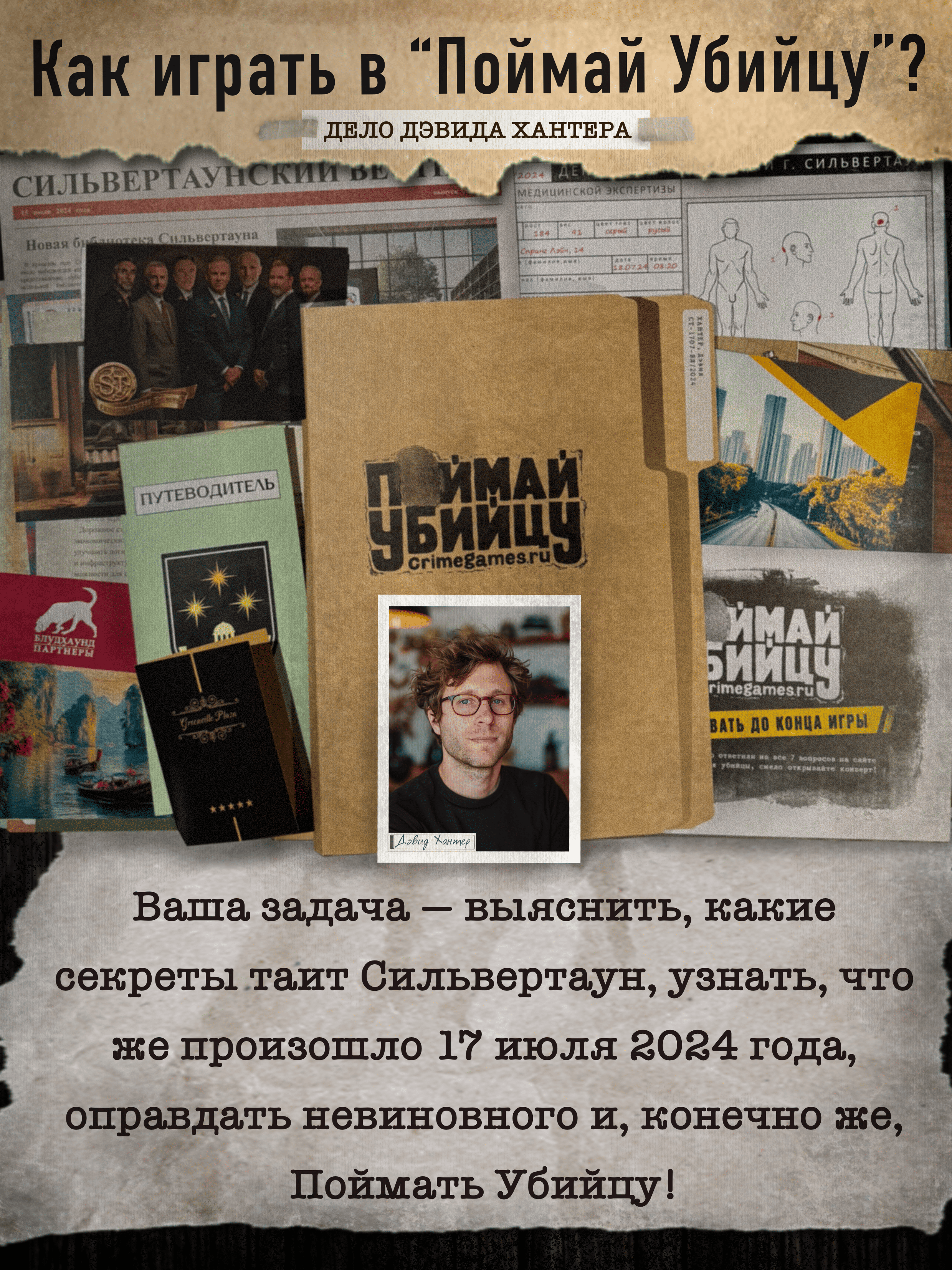 Настольная игра Поймай убийцу дело Дэвида Хантера - фото 9