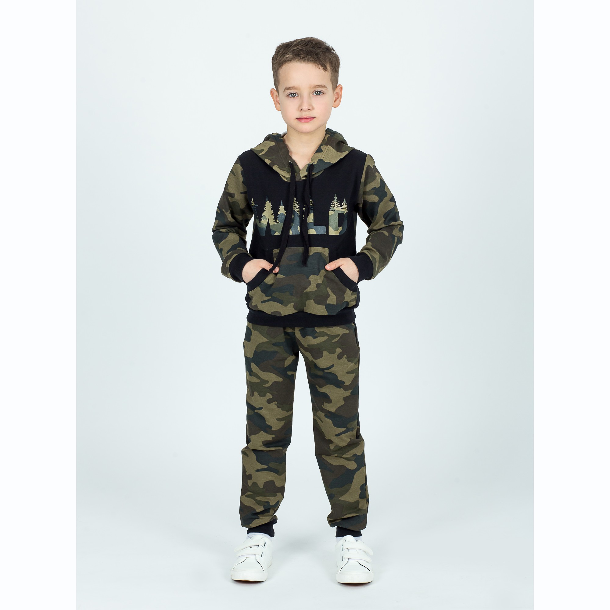 Костюм спортивный KiMMi co К-1408747 хаки черный лес - фото 1