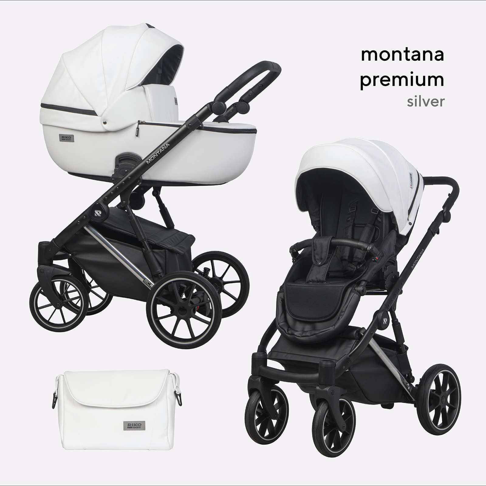 Коляска 2в1 Riko Basic Montana Premium Silver - фото 1