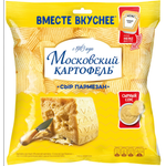 Чипсы Московский картофель рифленый со вкусом сыра Пармезан 60г + соус Heinz сырный 84.5г