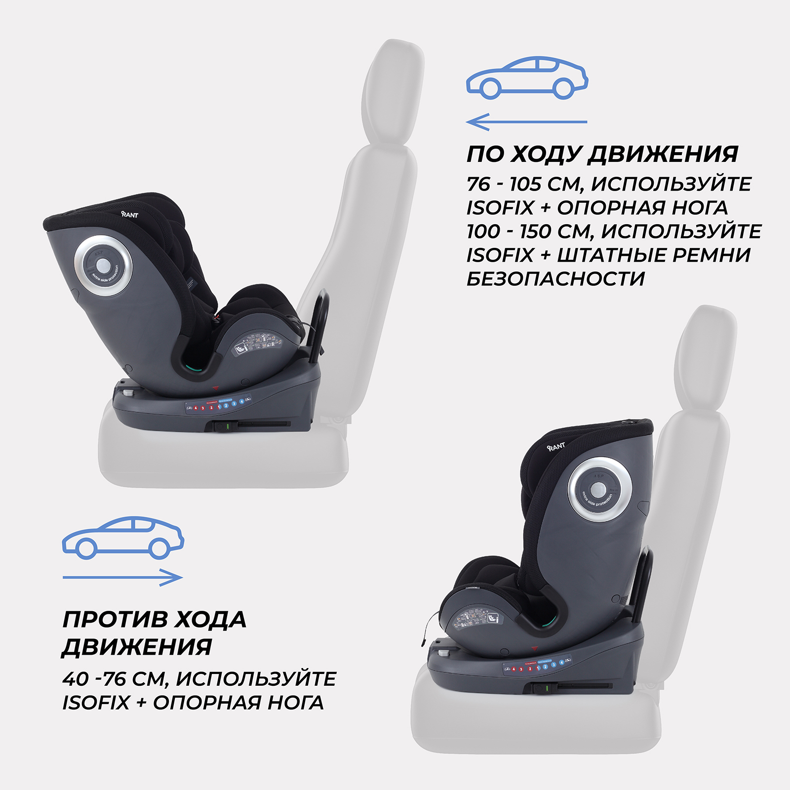 Автокресло Rant MultiFix Black Isofix 0+/1/2/3 (0-36 кг) - фото 6