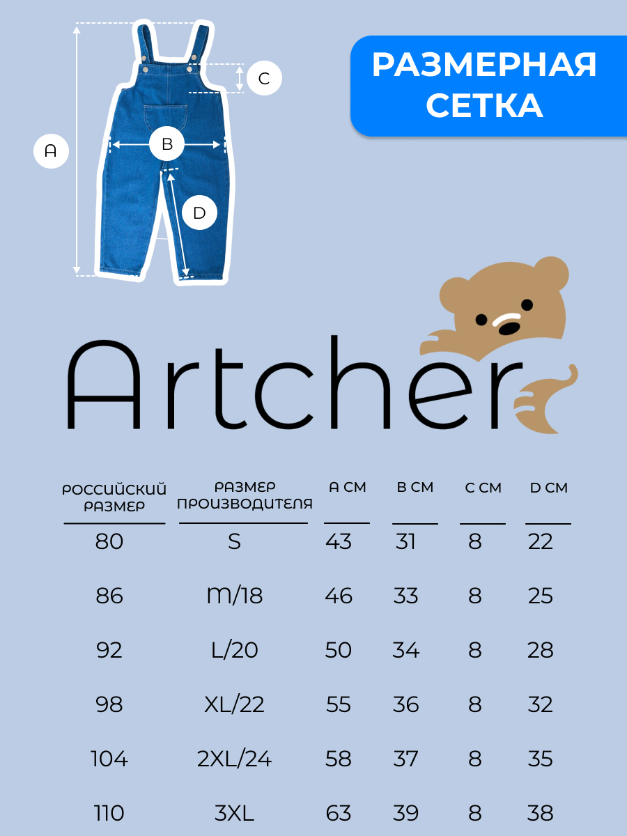 Полукомбинезон Artcher Комбинезон0005Синий - фото 4