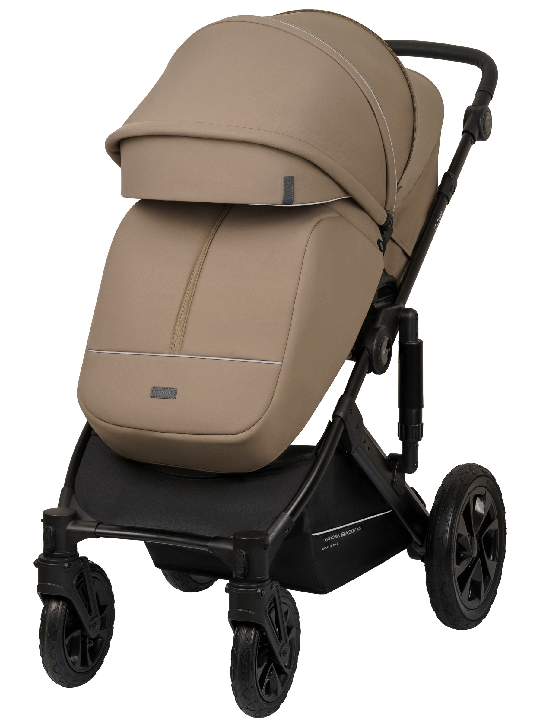 Коляска 2в1 Indigo Coin темно-бежевый - фото 7
