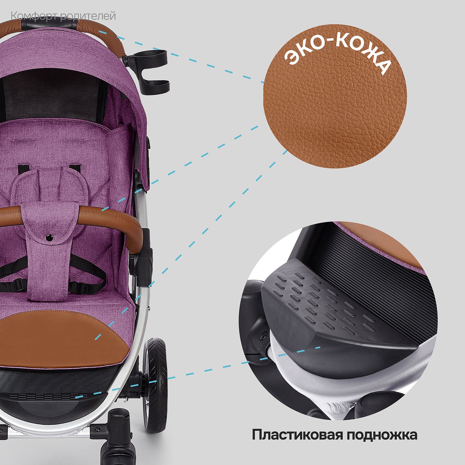 Коляска прогулочная Nuovita Corso фиолетовый - фото 10