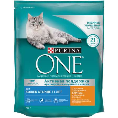 Корм для кошек Purina One пожилых с курицей и цельными злаками 750г