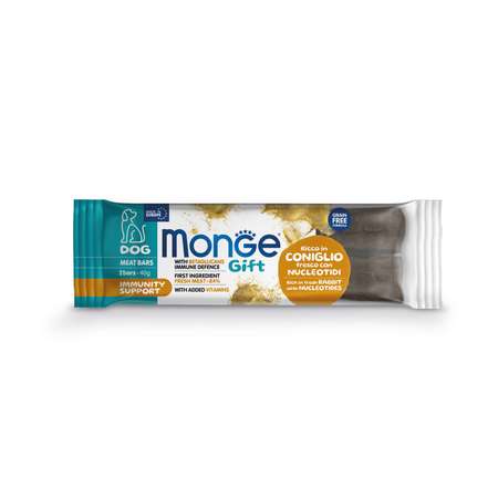 Лакомство для собак Monge Gift 40г Immunity support Мясные батончики с кроликом нуклеотидами и бета-глюканами