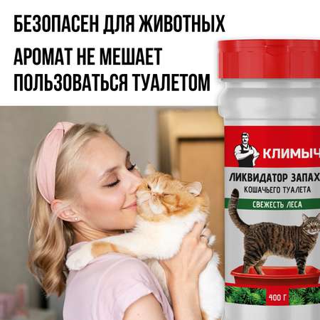 Ликвидатор запаха КЛИМЫЧ для кошачьего туалета Свежесть леса 400 г