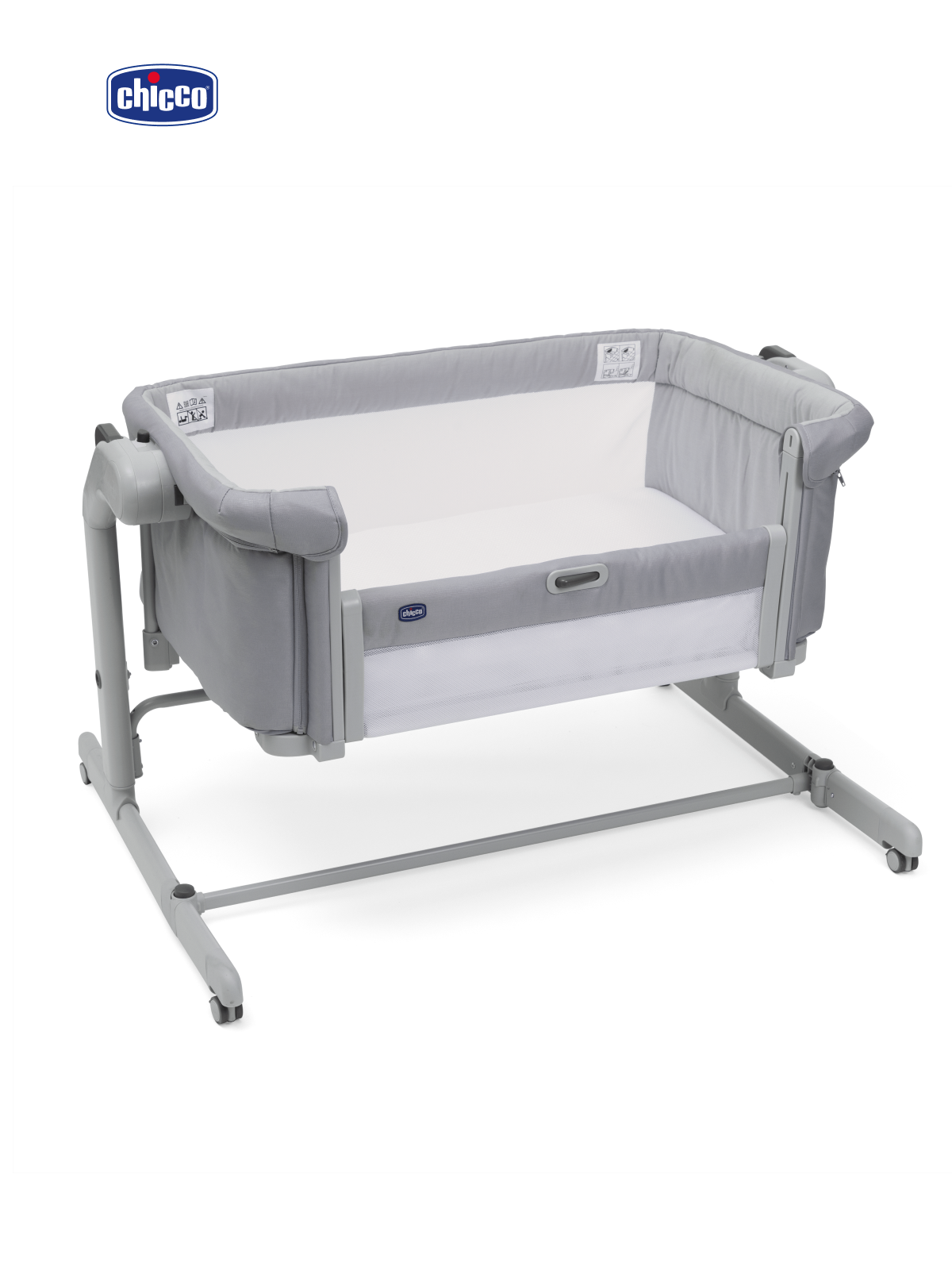 Детская кроватка Chicco Next2Me Magic Evo с рождения до 6 месяцев Grey Mist, поперечный маятник (серый) - фото 19