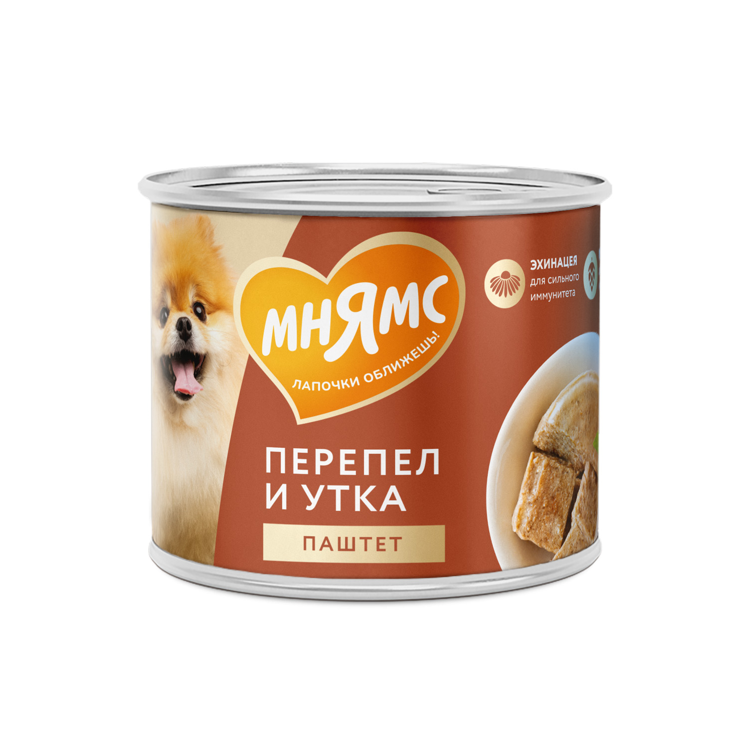 Корм для собак Мнямс Сильный иммунитет для всех пород паштет из утки и перепела консервированный 200г - фото 1