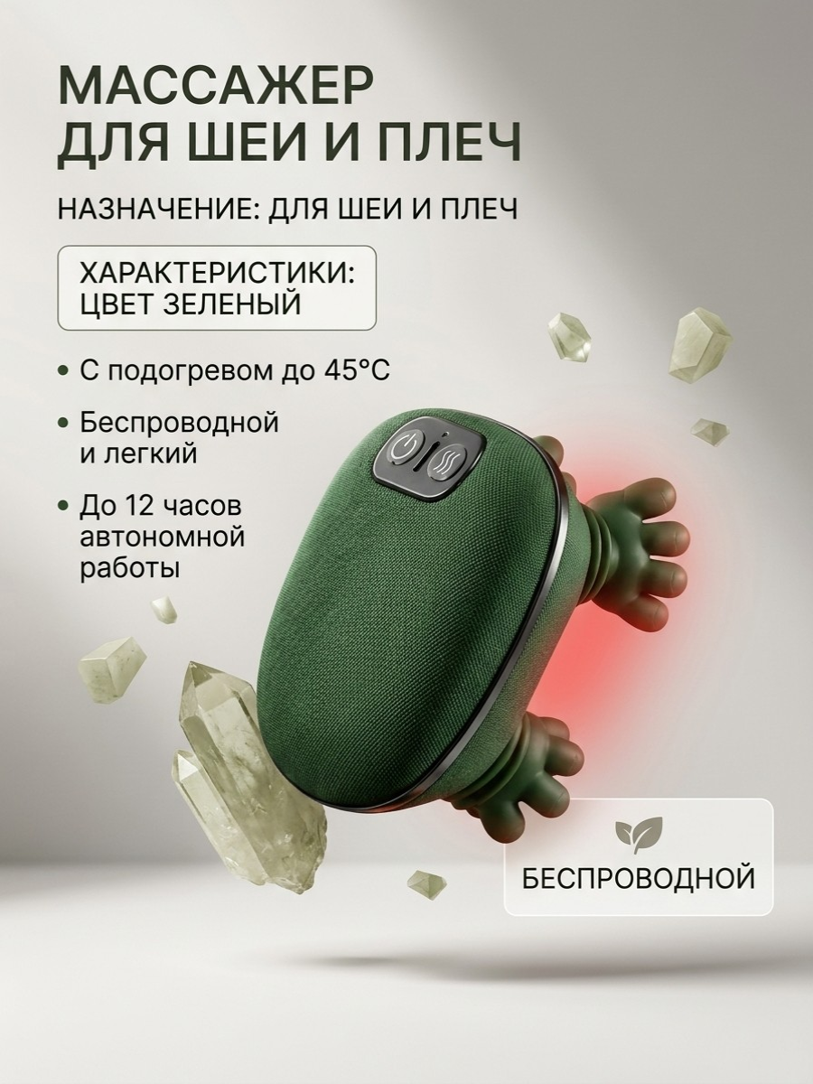 Массажер для шеи и спины ТОТОША Беспроводной электрический эффект рук согревает - фото 4