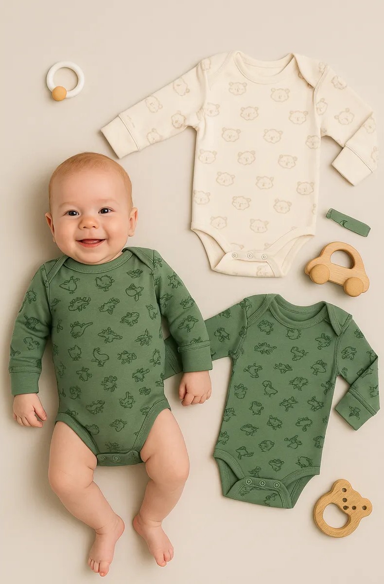 Боди 2 шт Mark Formelle (Марк Формэль) 13016-1-2/тигрята на пудре +динозавры на зеленом - фото 1