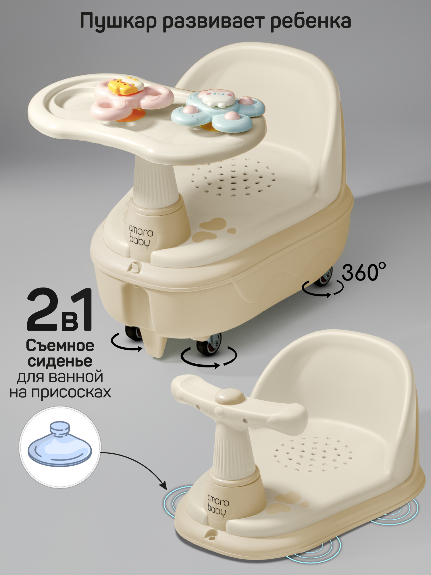 Пушкар Amarobaby Swimmy бежевый - фото 3