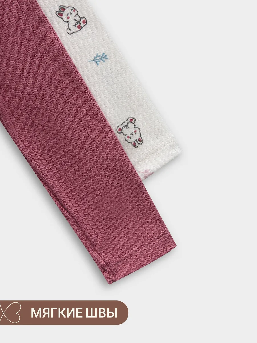 Боди 2 шт Mark Formelle (Марк Формэль) 13018-2/зайчики на зв.белом +дымчатая роза - фото 4