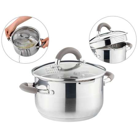 Кастрюля Agness profi home со стеклянной крышкой 2 л нжс 914-211