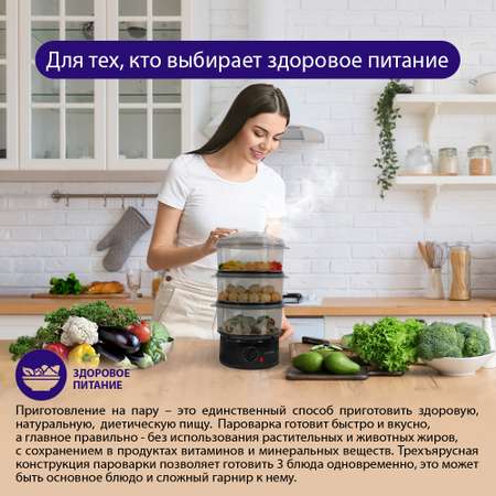 Пароварка мантоварка LUMME LU-FS1407A черный агат