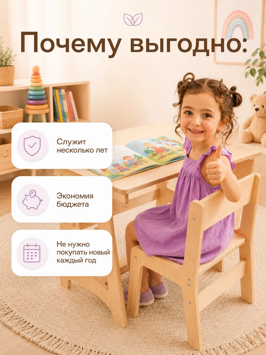 Комплект мебели Di toys без принта (стол, стул) - фото 6