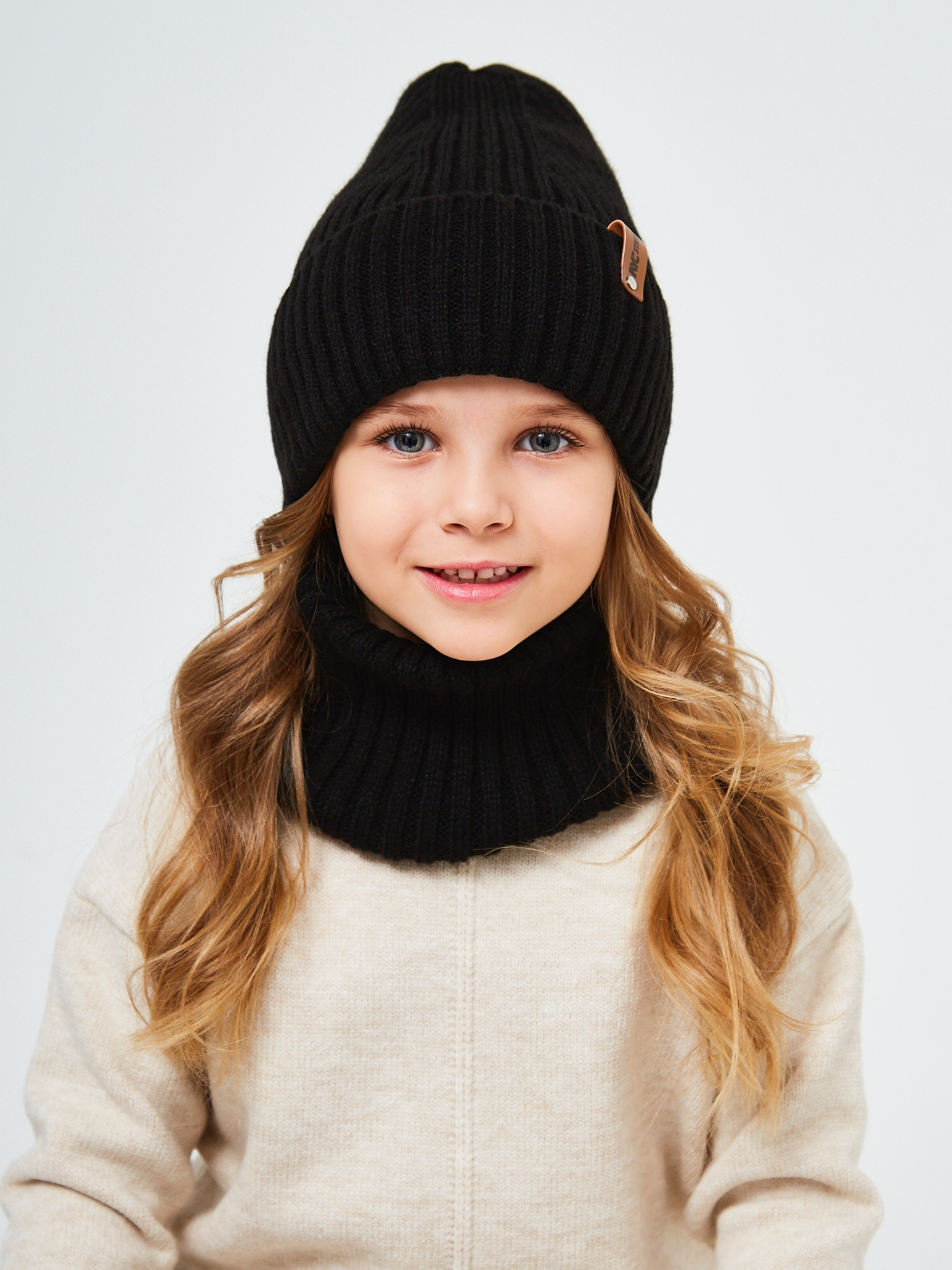 Шапка и снуд NYCkids NYC-H-53-poloski-blackG - фото 9