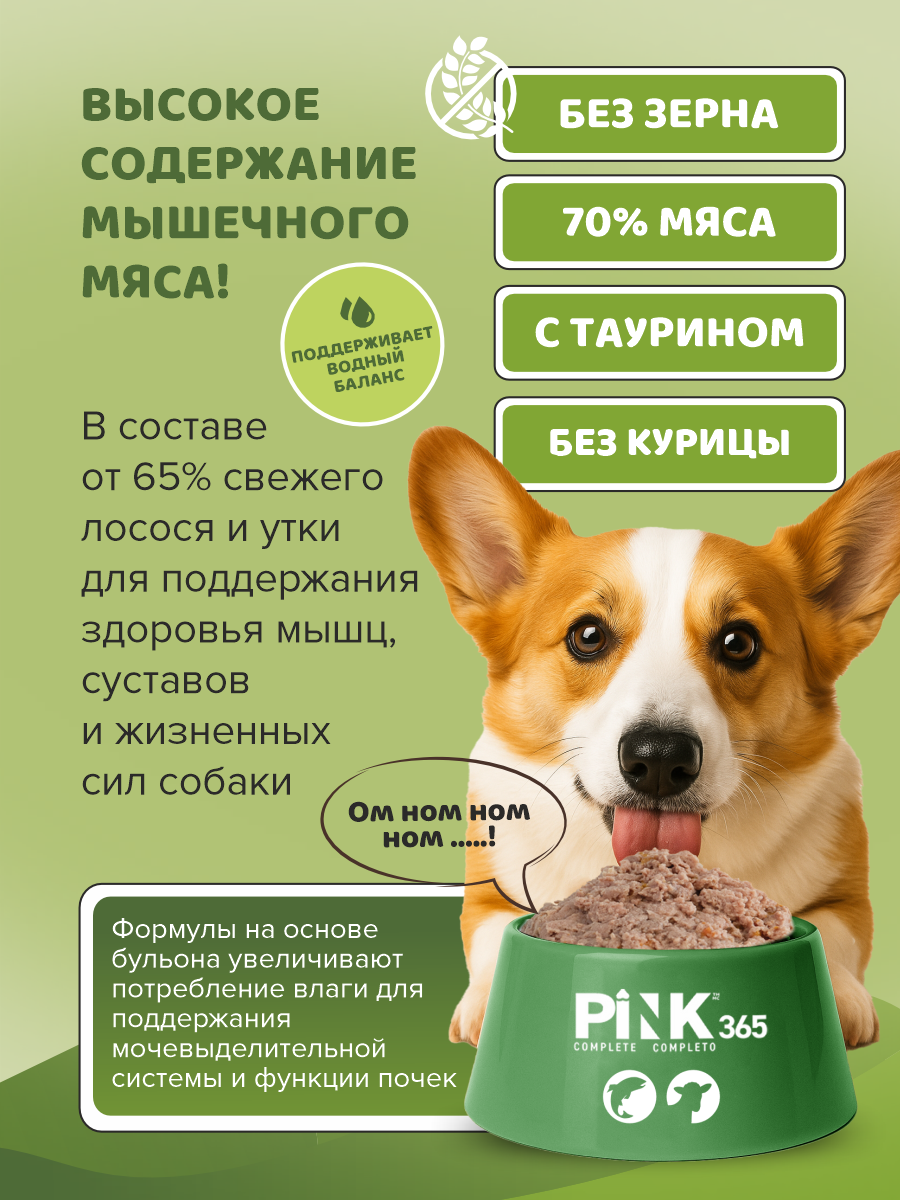 Корм для собак влажный полнорационный PINK 365 Ягненок с тунцом ж/б 400г 4 шт - фото 2