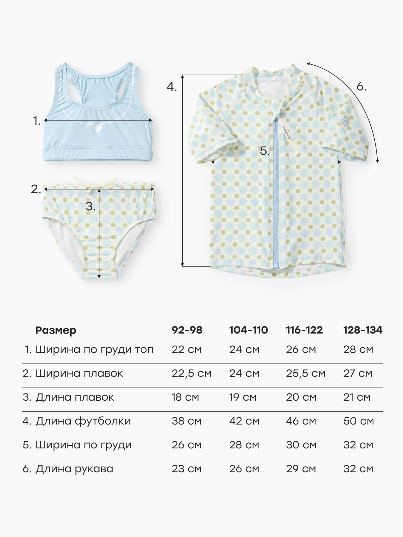 Комплект купальный Happy Baby 50707-1_blue-green - фото 5