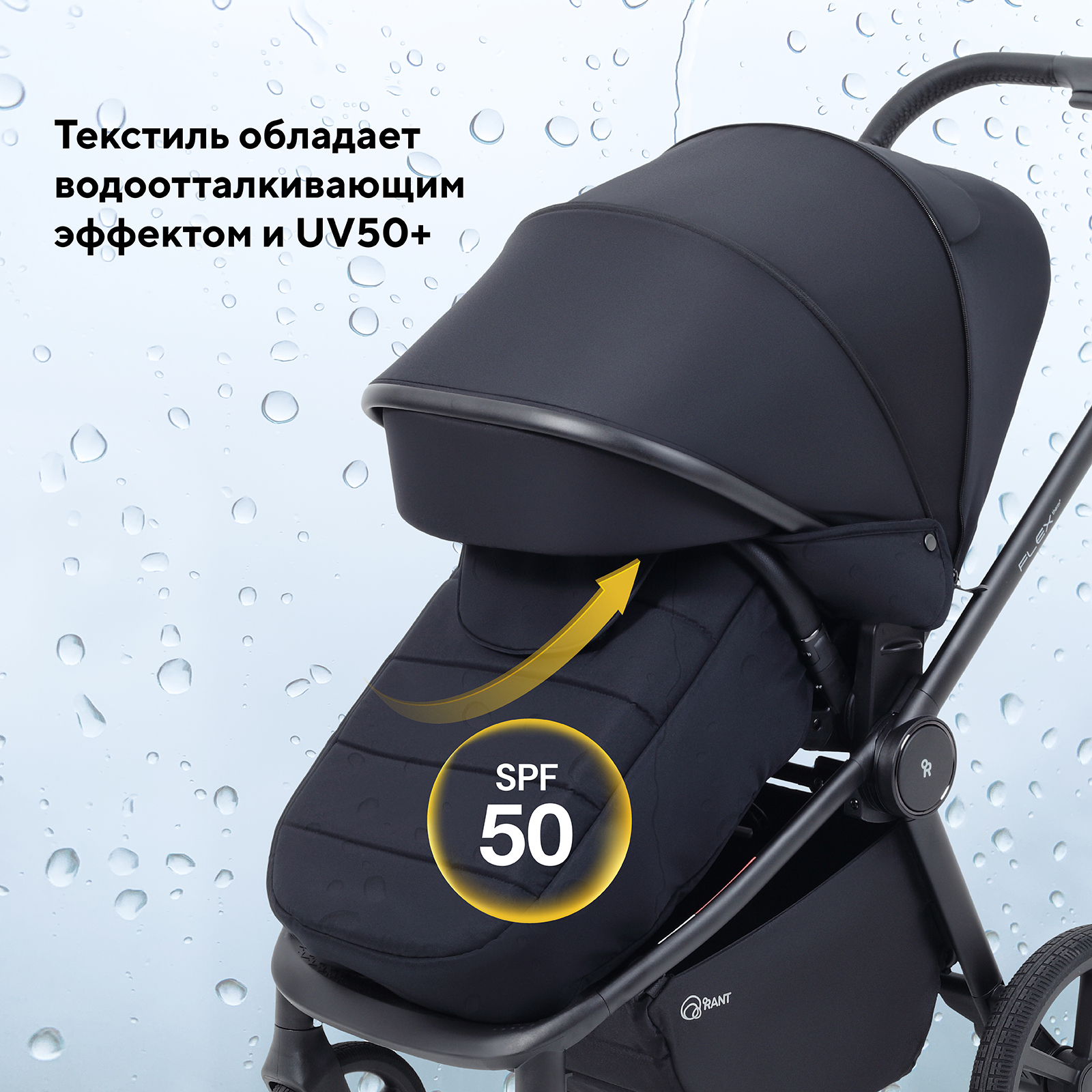 Коляска прогулочная Rant Flex Color черный - фото 9