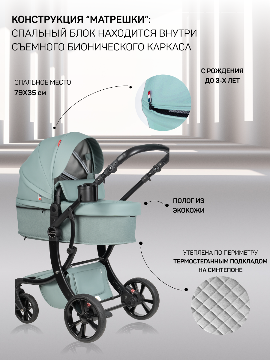 Коляска трансформер Aimile Spring бирюзовый - фото 2