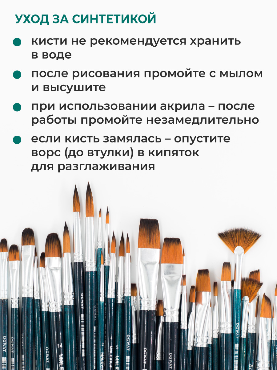 Кисть Малевичъ 4 шт. (синтетика) - фото 4