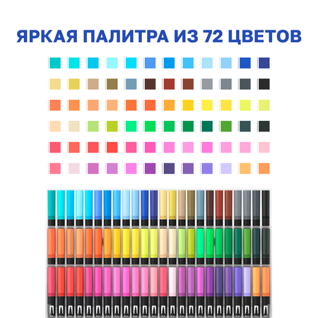Маркеры DENKSY двусторонний 72 цв.