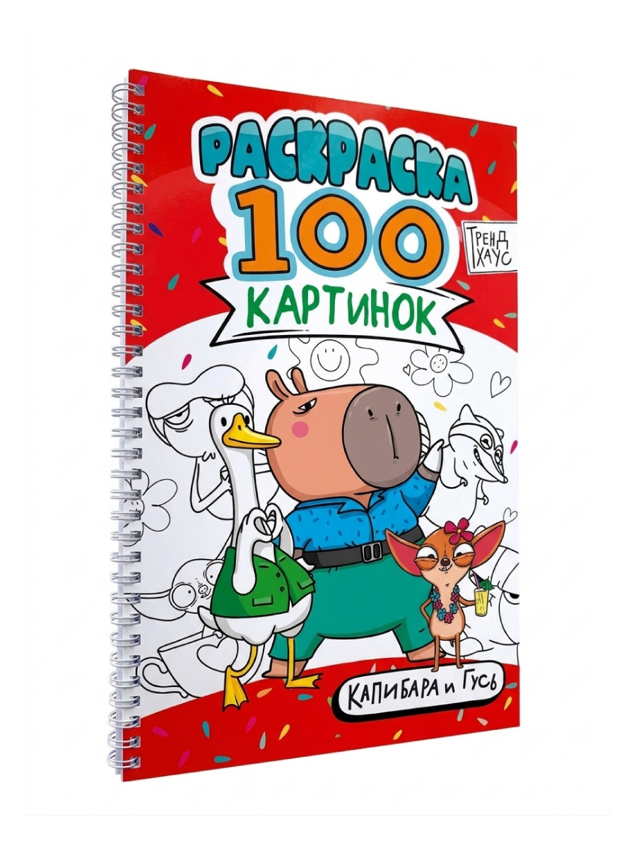 Раскраска Проф-Пресс детская 100 картинок Капибара и гусь - фото 8