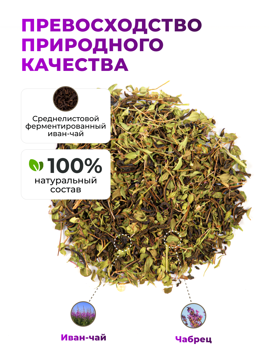 Напиток чайный Предгорья Белухи Иван-чай в пакетиках ферментированный с чабрецом 45 гр - фото 4