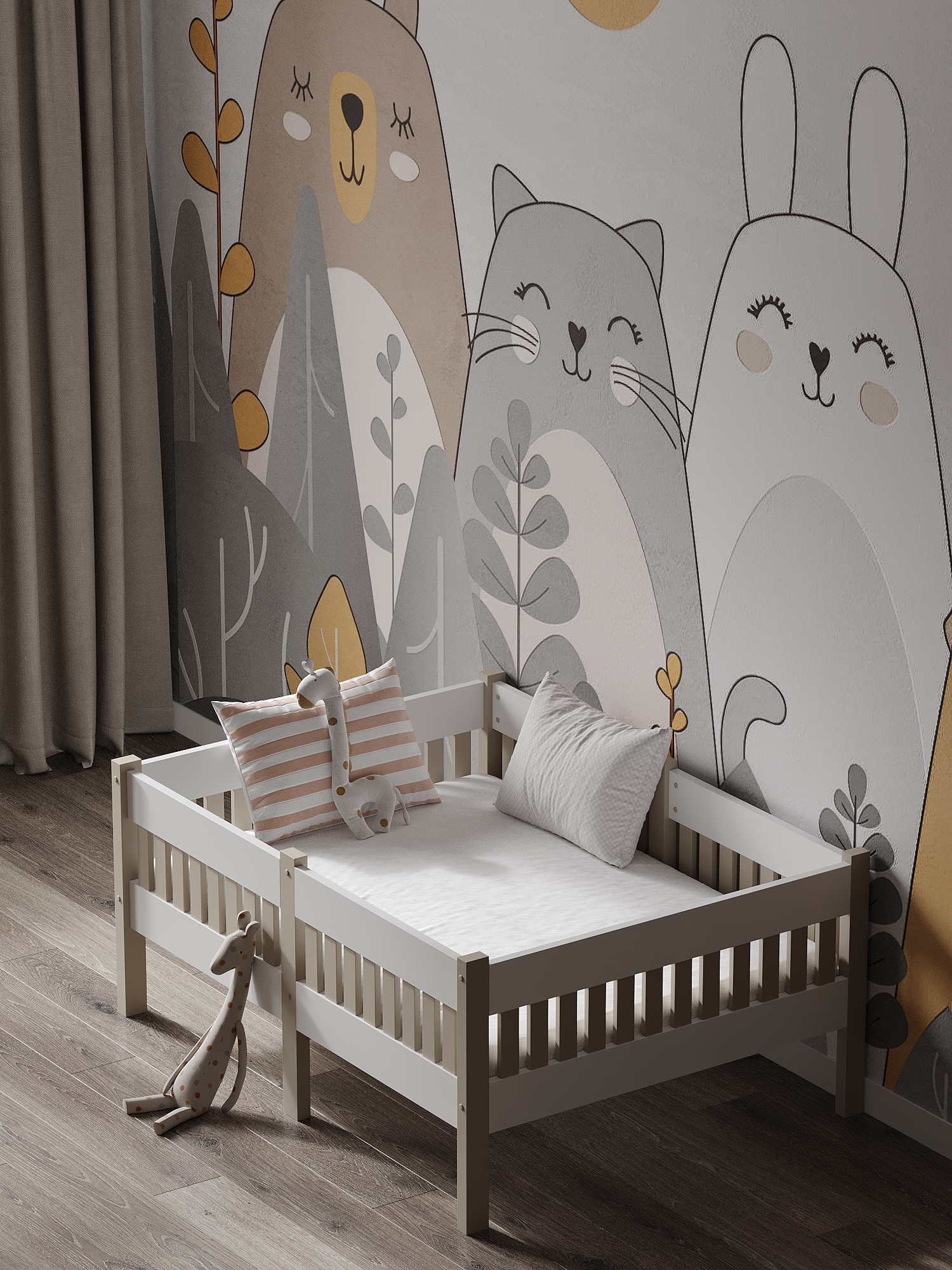 Кровать Moms charm Бортики (белый, бежевый) - фото 10