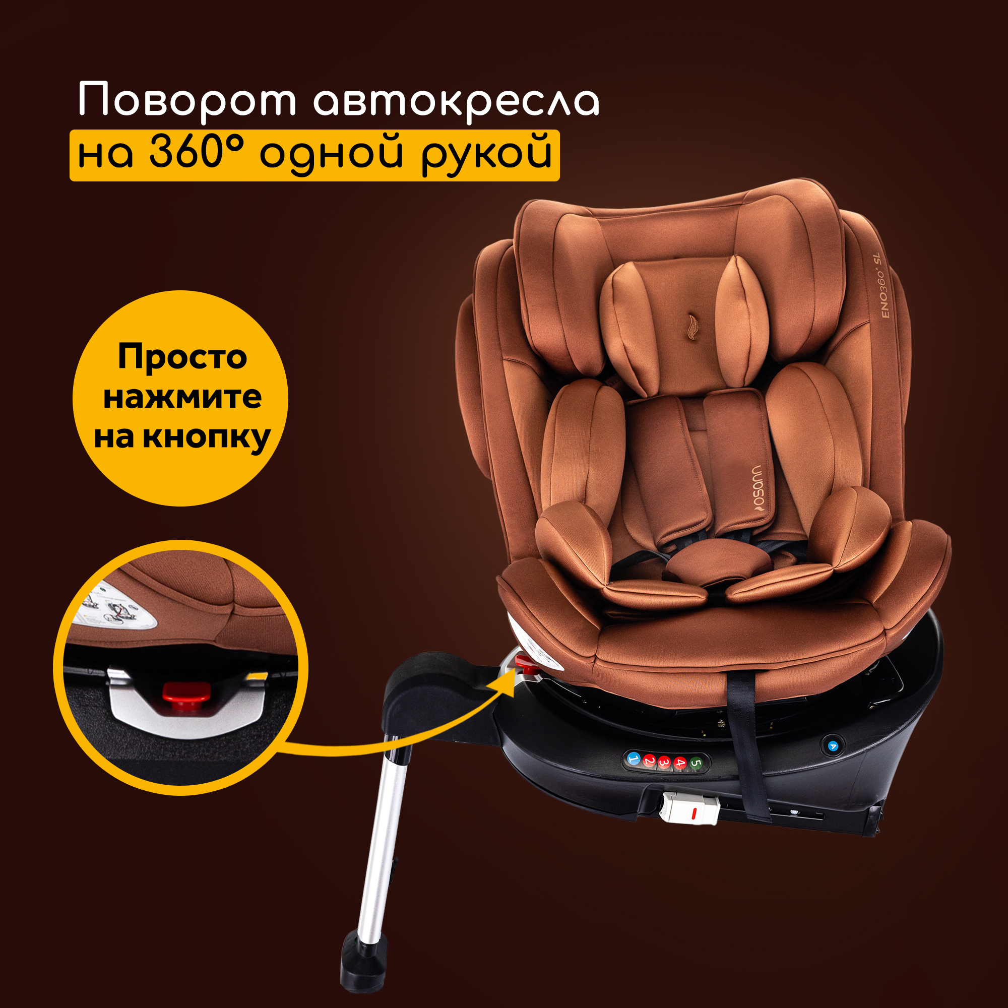 Автокресло Osann Eno 360 SL Caramel Isofix 0+/1/2/3 (0-36 кг) коричневый - фото 3