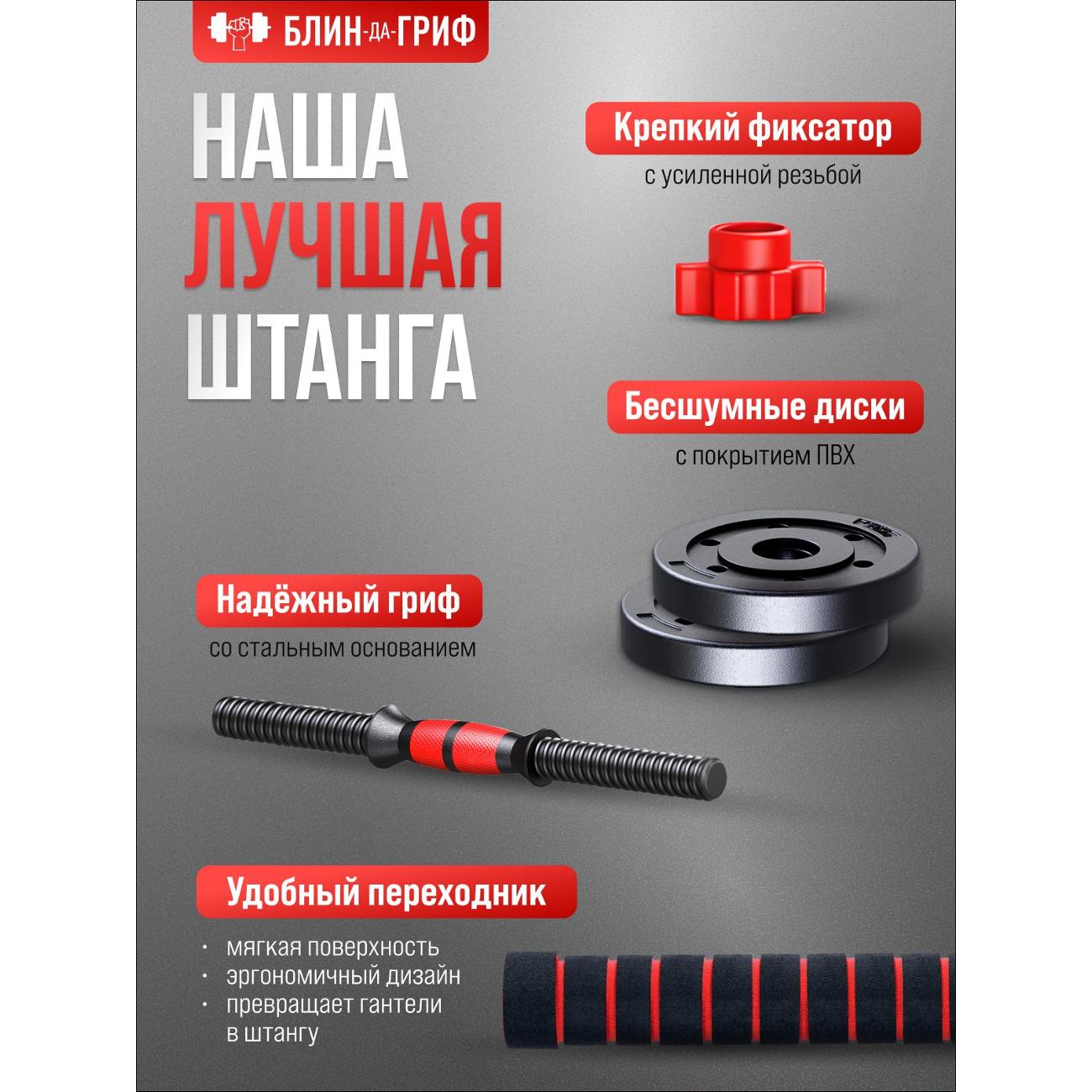 Набор блинов с грифом БлинДаГриф Штанга 32кг - фото 4