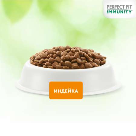 Корм для кошек Perfect Fit 580г Immunity для поддержания иммунитета индейка с добавлением спирулины и клюквы сухой