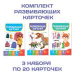 Карточки Проф-Пресс развивающие 3 упаковки по 19 шт 12х18 см. Буквы и цифры+динозавры+одежда и обувь