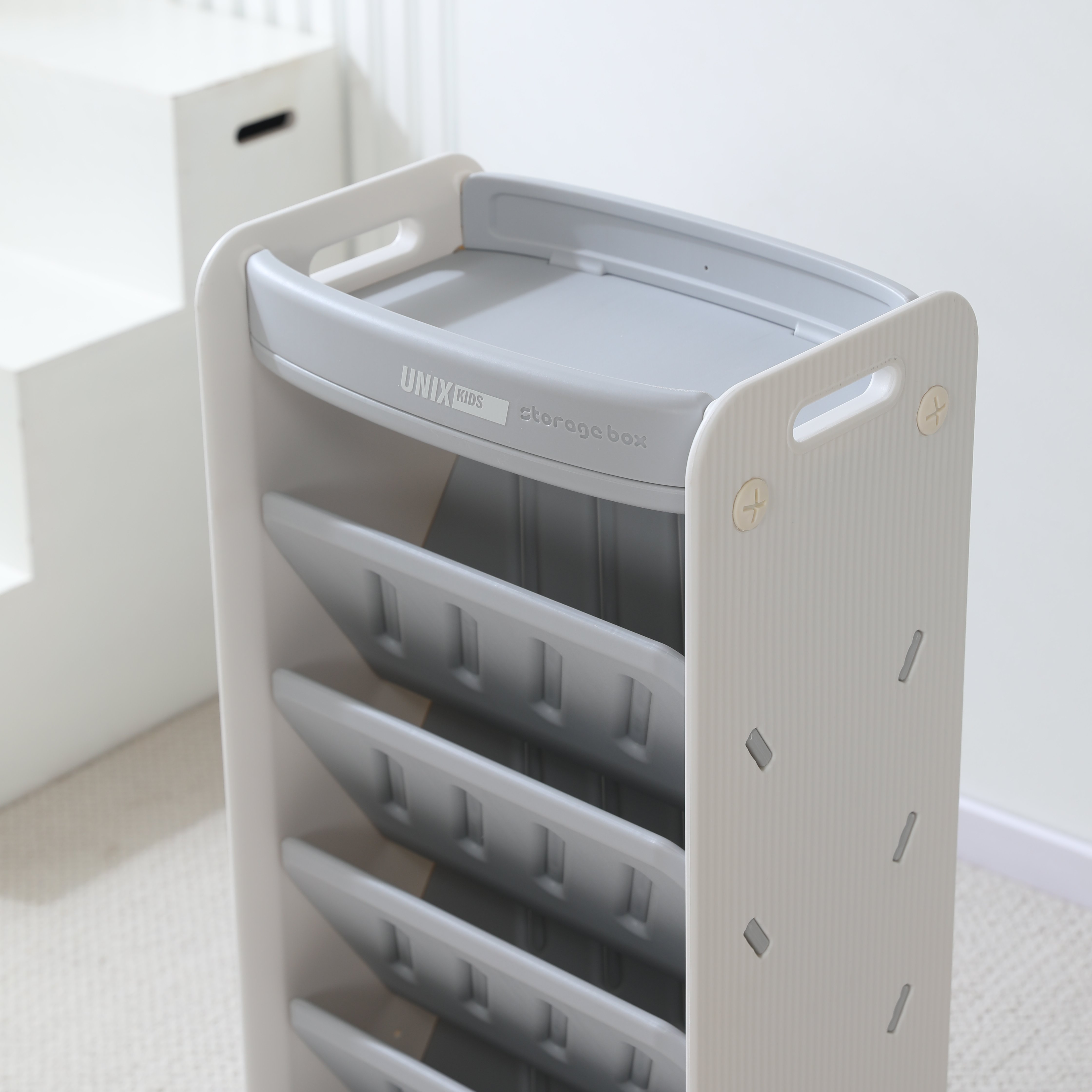 Стеллаж для книг UNIX Kids Storagebox 5 levels Grey - фото 22