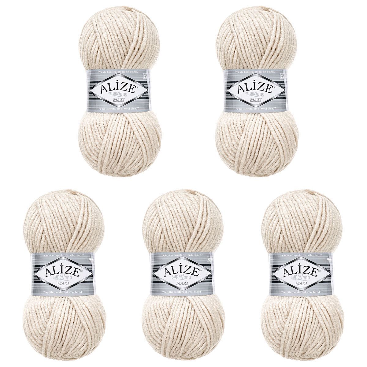 Пряжа Alize полушерстяная мягкая теплая Superlana maxi 100г 100м 5 шт 599 слоновая кость - фото 6