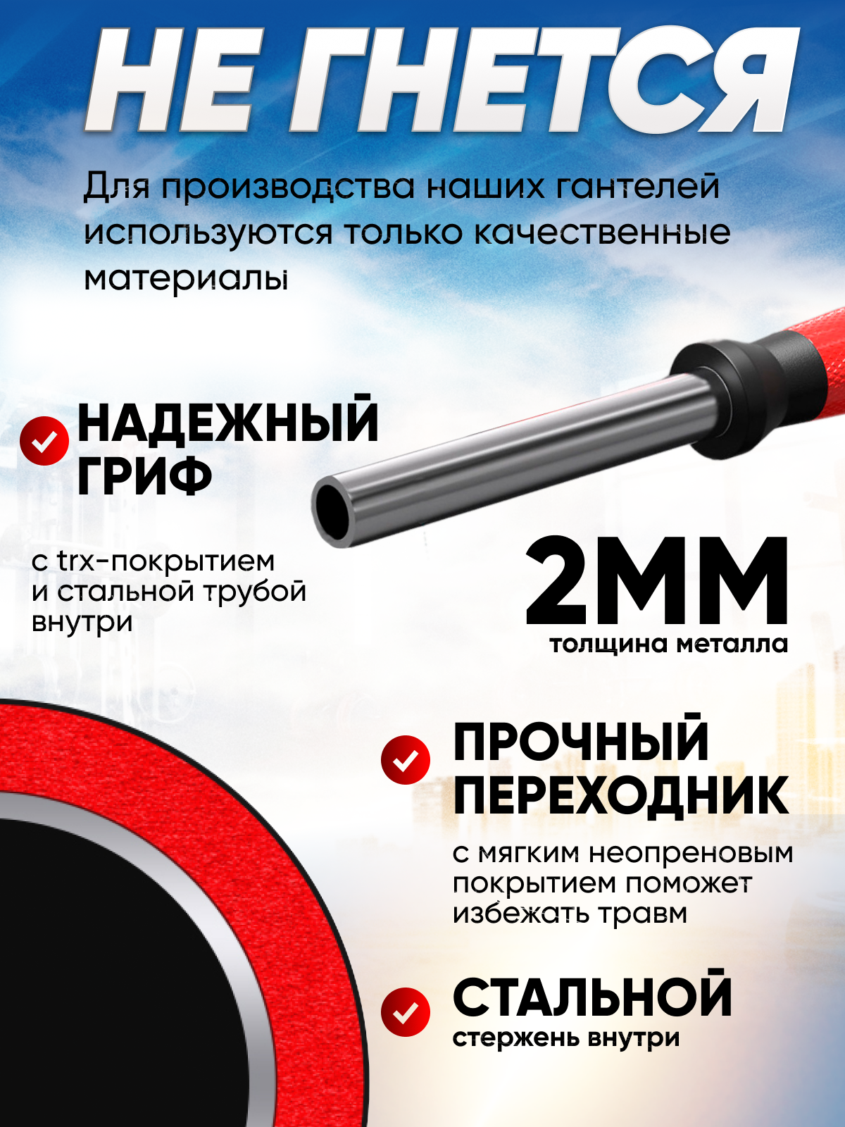 Набор блинов с грифом БлинДаГриф Гантель 15кг 2шт - фото 6