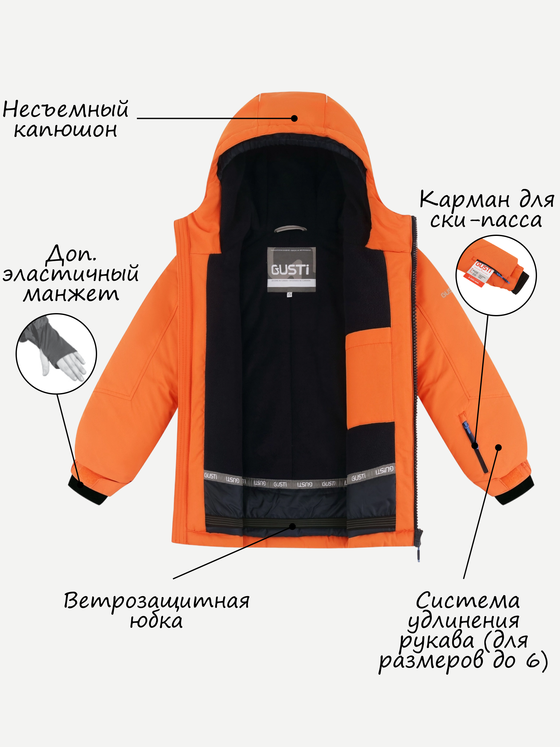 Куртка и полукомбинезон GUSTI GW4BS528-TANGERINE - фото 4
