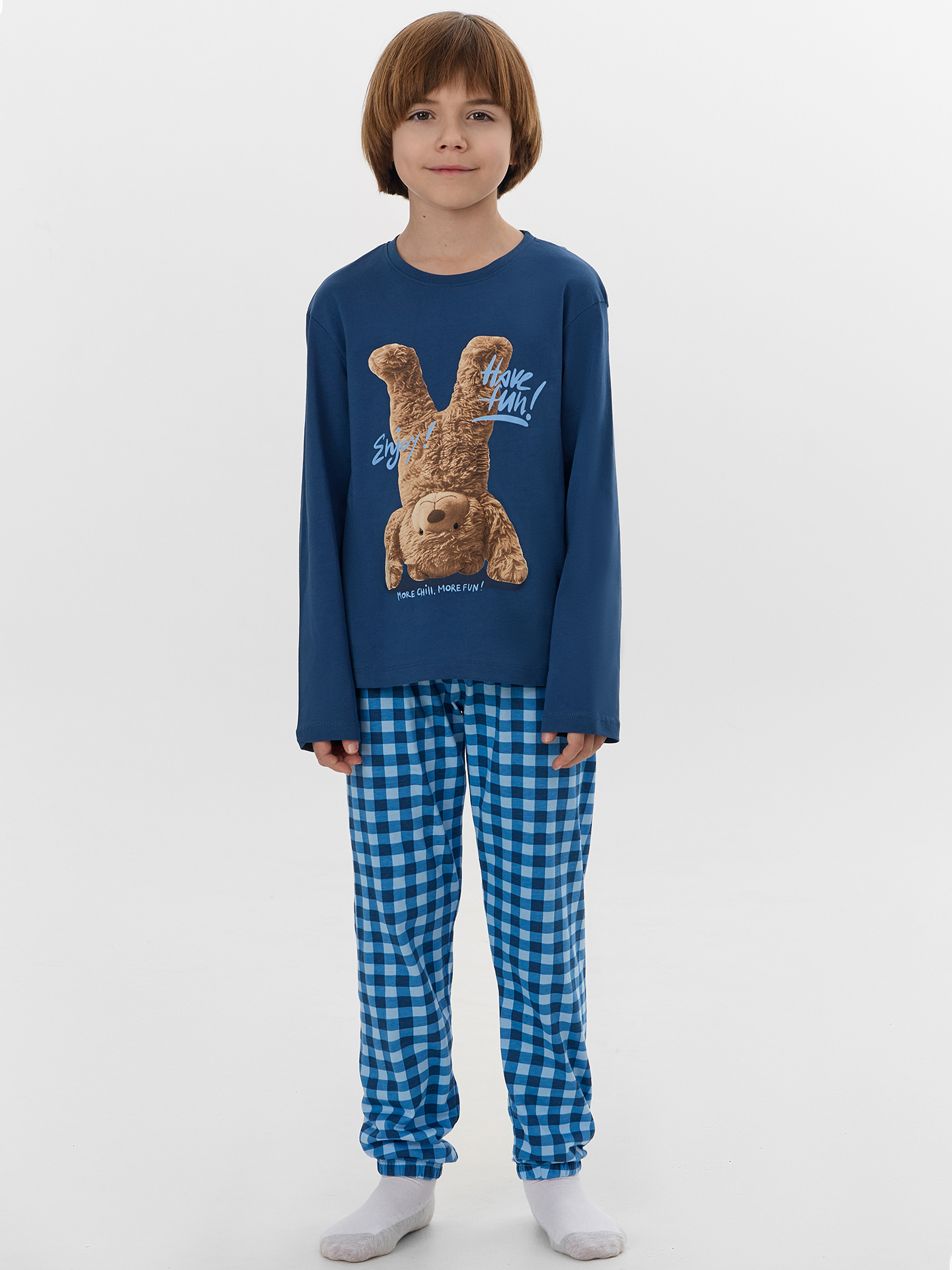Пижама Mark Formelle (Марк Формэль) 563323/полуночно -синий +сине -голубая клетка - фото 1