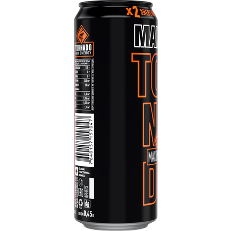 Напиток энергетический TORNADO Max Energy Mango 0