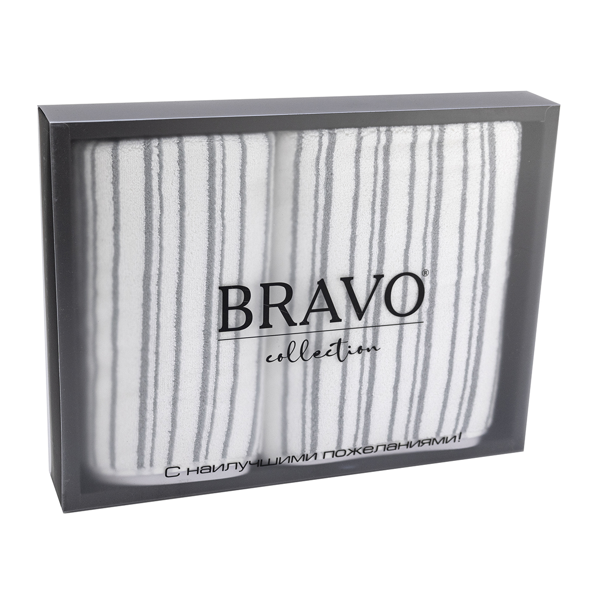 Полотенце BRAVO Лайн 35*75 + 50*100 серый 2 шт. - фото 3