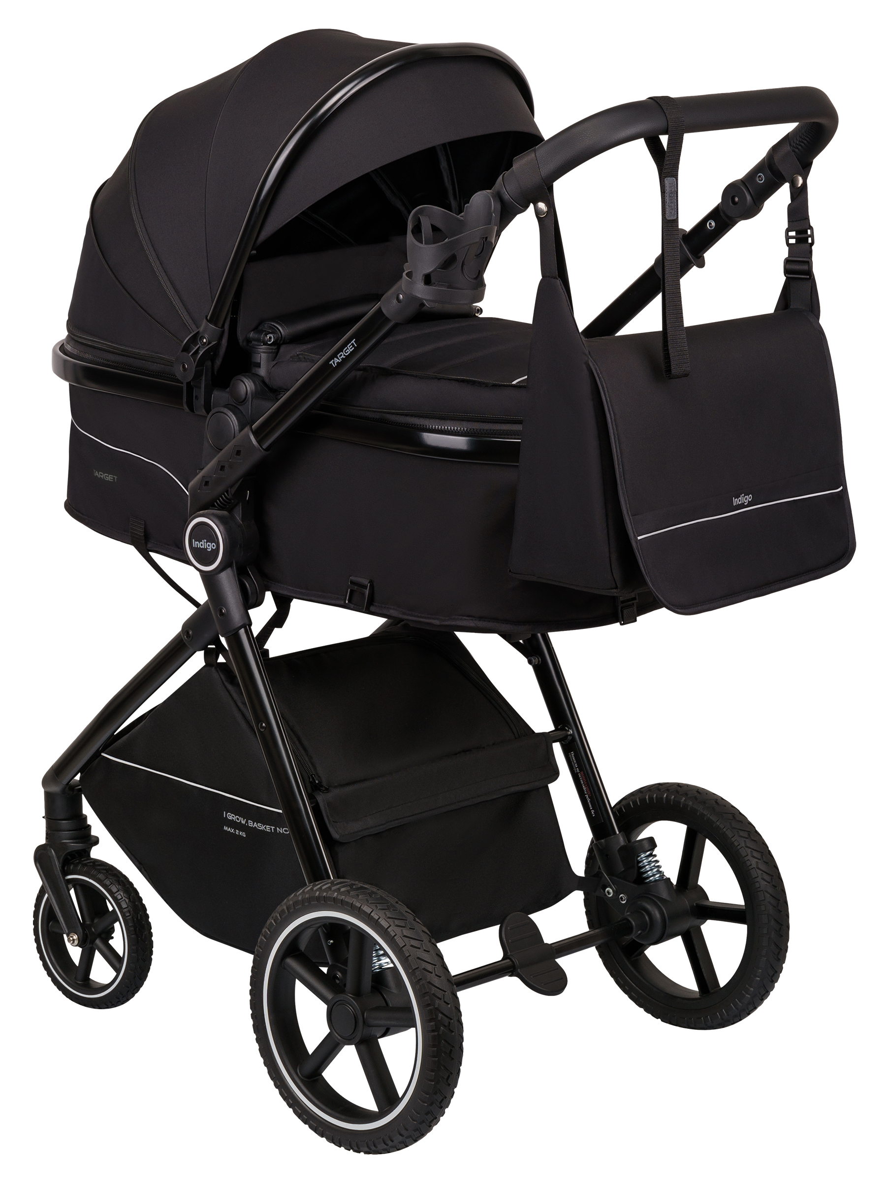 Коляска трансформер Indigo Target 3в1 черный - фото 17