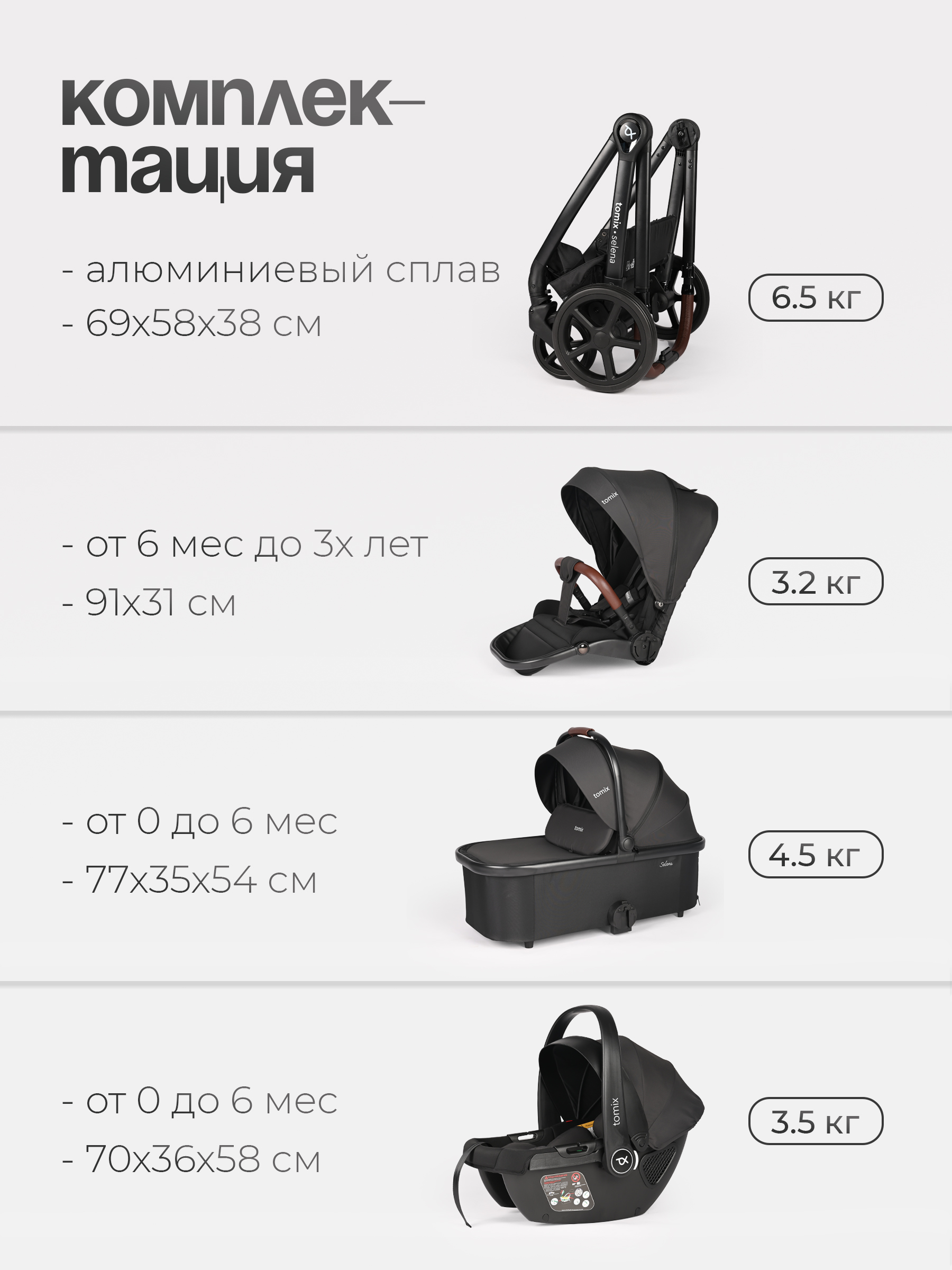 Коляска 3в1 Tomix Selena черный - фото 20