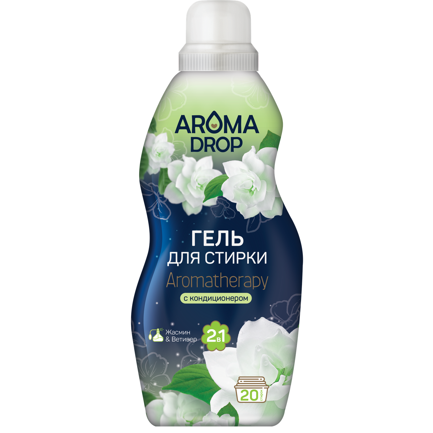 Гель для стирки AROMA DROP 2в1 Aromatherapy Жасмин и Ветивер 1л - фото 1