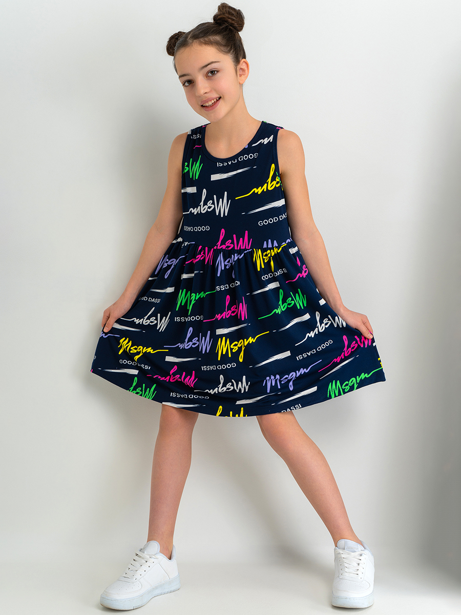 Платье HappyFox HF00199т.синий.с.надписями - фото 1