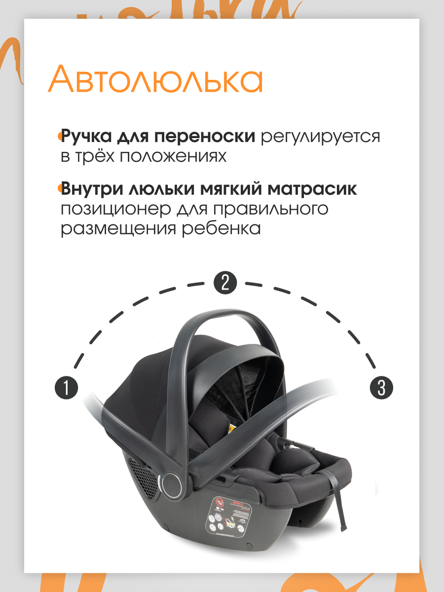 Коляска 3в1 Farfello Liberty черный - фото 10