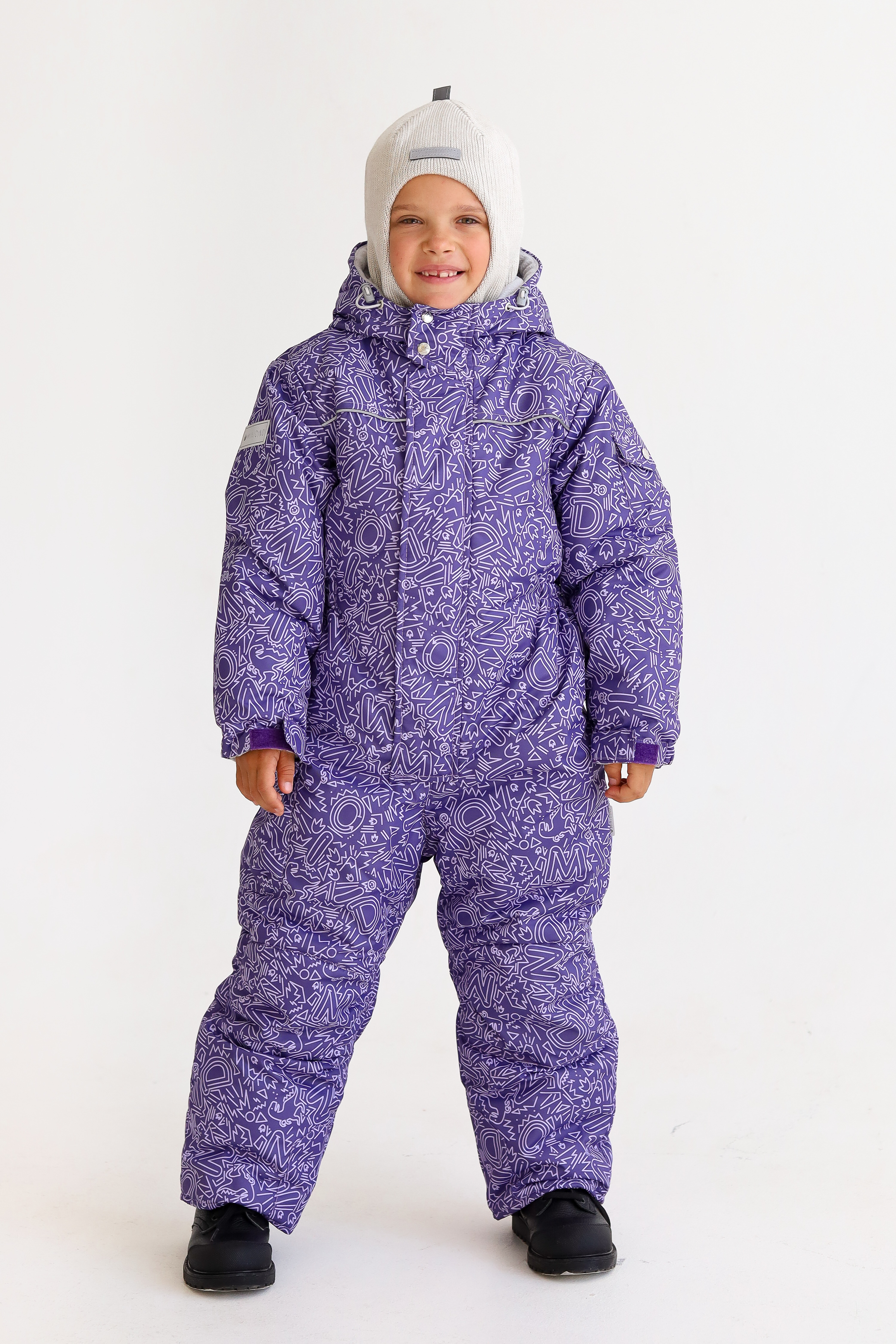 Комбинезон MINIDINO B-KOM-002/2Комбинезон детский зимний Дино принт Дудл виноград - фото 9